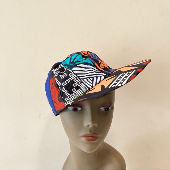African Print Ankara Handmade Multicolor Bohemian Patchwork Baseball Cap - Picture 3 of 8